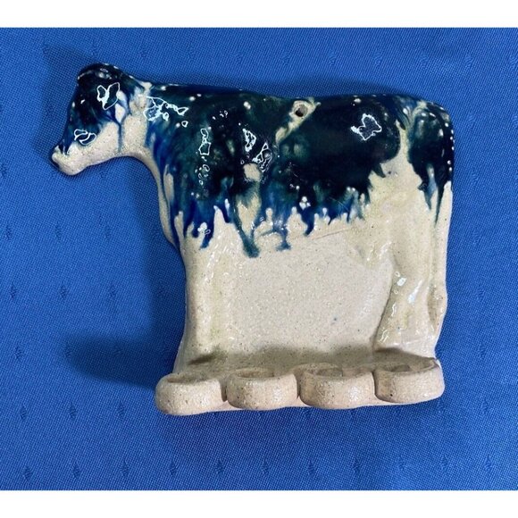 Monroe Salt Works Salt Glazed Hanging Cow Drip Glaze Toothbrush or Pen Holder - Picture 1 of 5
